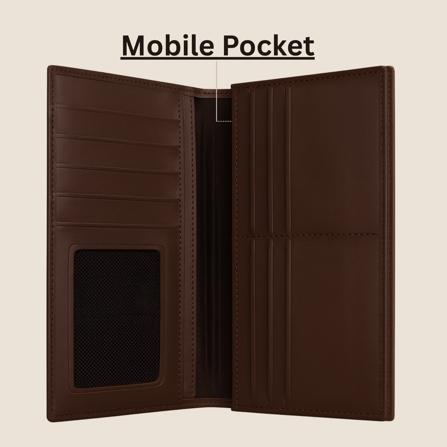 Premium Long Leather Wallet for Men with Mobile Pocket
