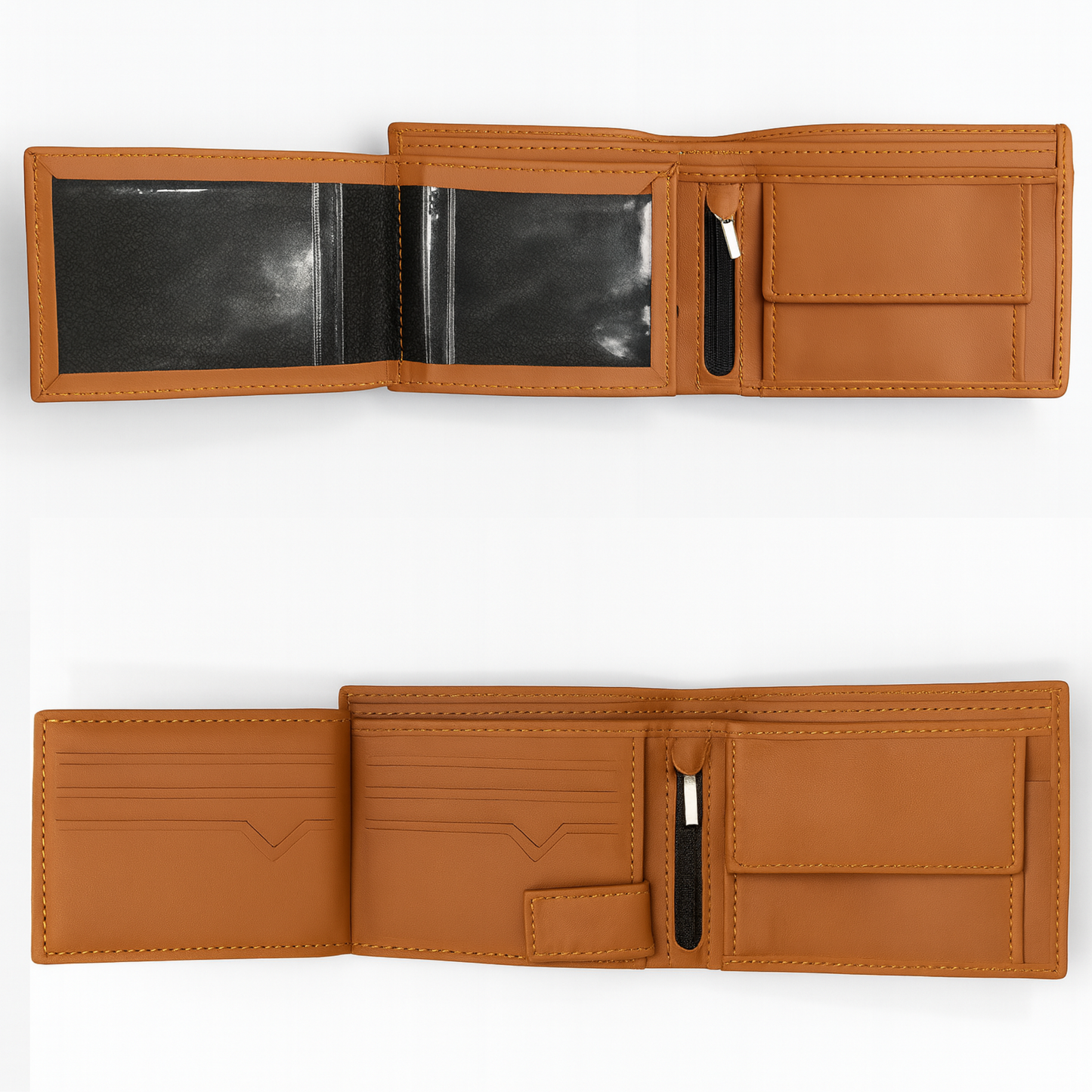 Cow Leather High Capacity Wallet with Coin Zipper Matte Finish