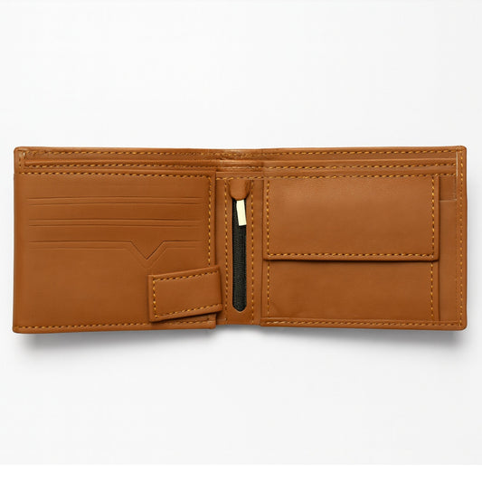 Cow Leather High Capacity Wallet with Coin Zipper Matte Finish