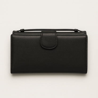 Ladies Sheep Leather Clutch Wallet Bag with Wallet Organizer and Handle