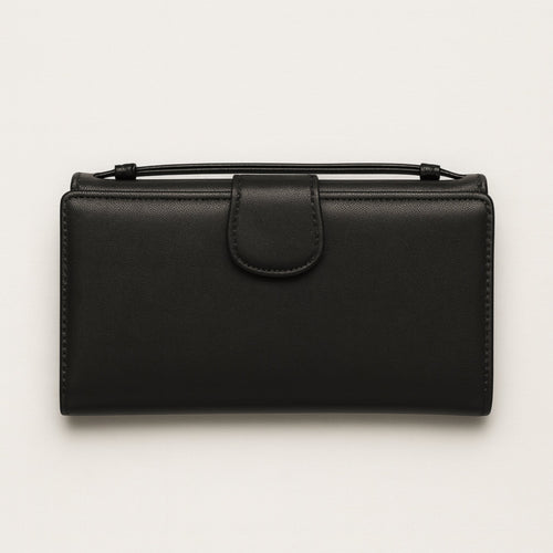 Ladies Sheep Leather Clutch Wallet Bag with Wallet Organizer and Handle