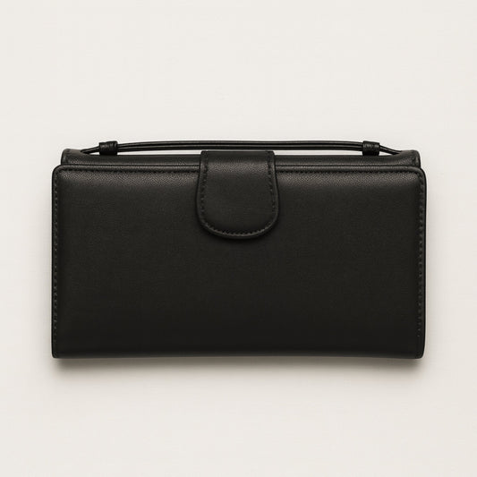 Ladies Sheep Leather Clutch Wallet Bag with Wallet Organizer and Handle