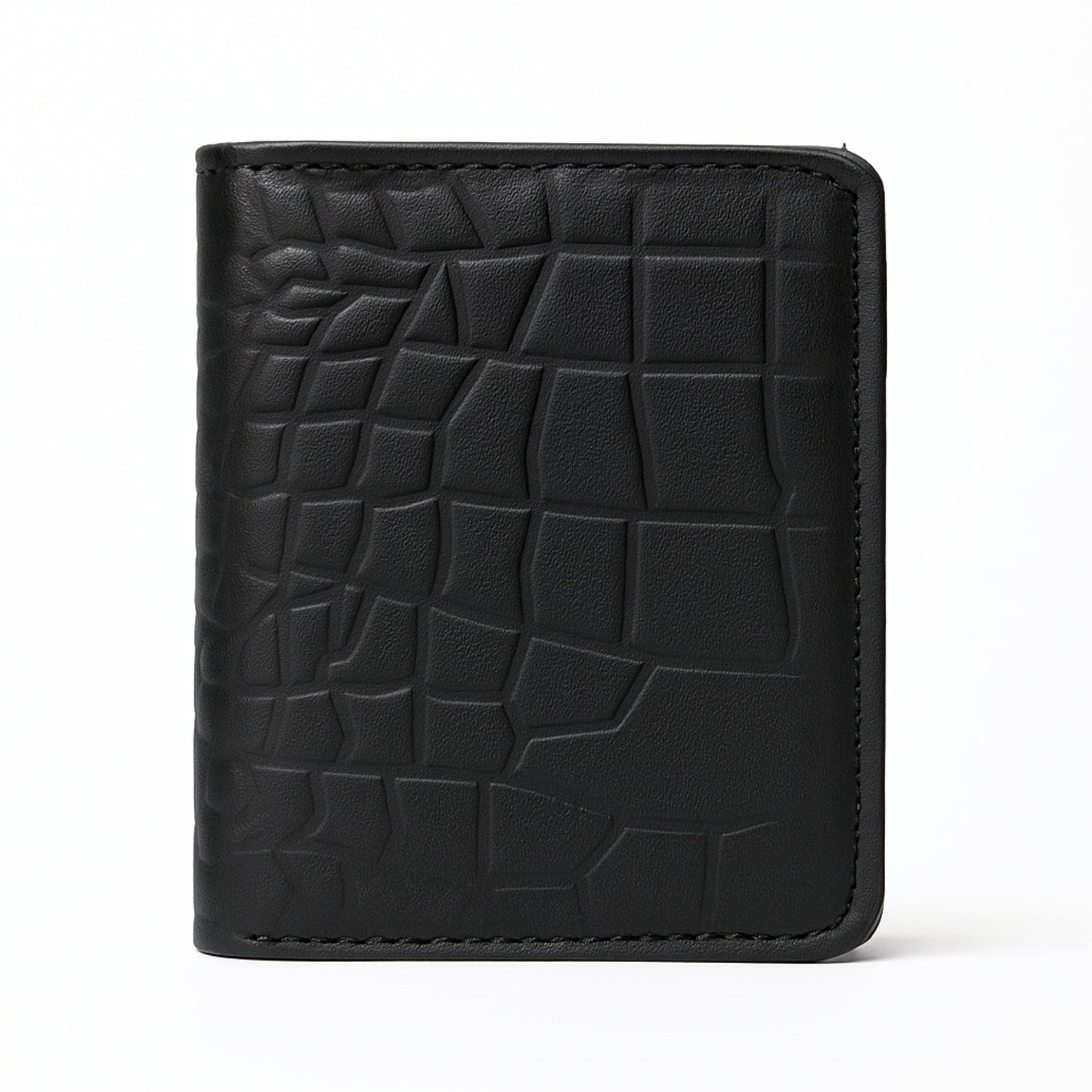 Unique Crocodile Shape Mini Cow Leather Wallet with with Snap Button and ID Window
