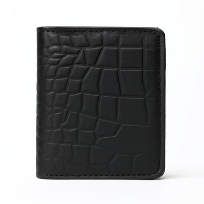 Unique Crocodile Shape Mini Cow Leather Wallet with with Snap Button and ID Window