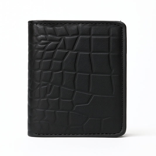 Unique Crocodile Shape Mini Cow Leather Wallet with with Snap Button and ID Window