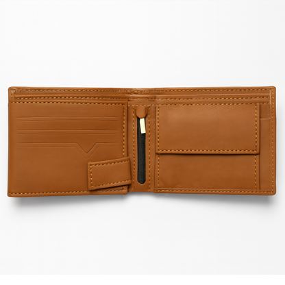 Cow Leather High Capacity Wallet with Coin Zipper Matte Finish