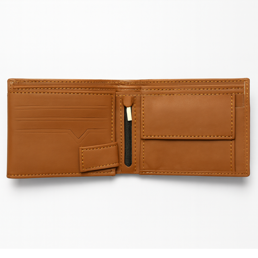 Cow Leather High Capacity Wallet with Coin Zipper Matte Finish