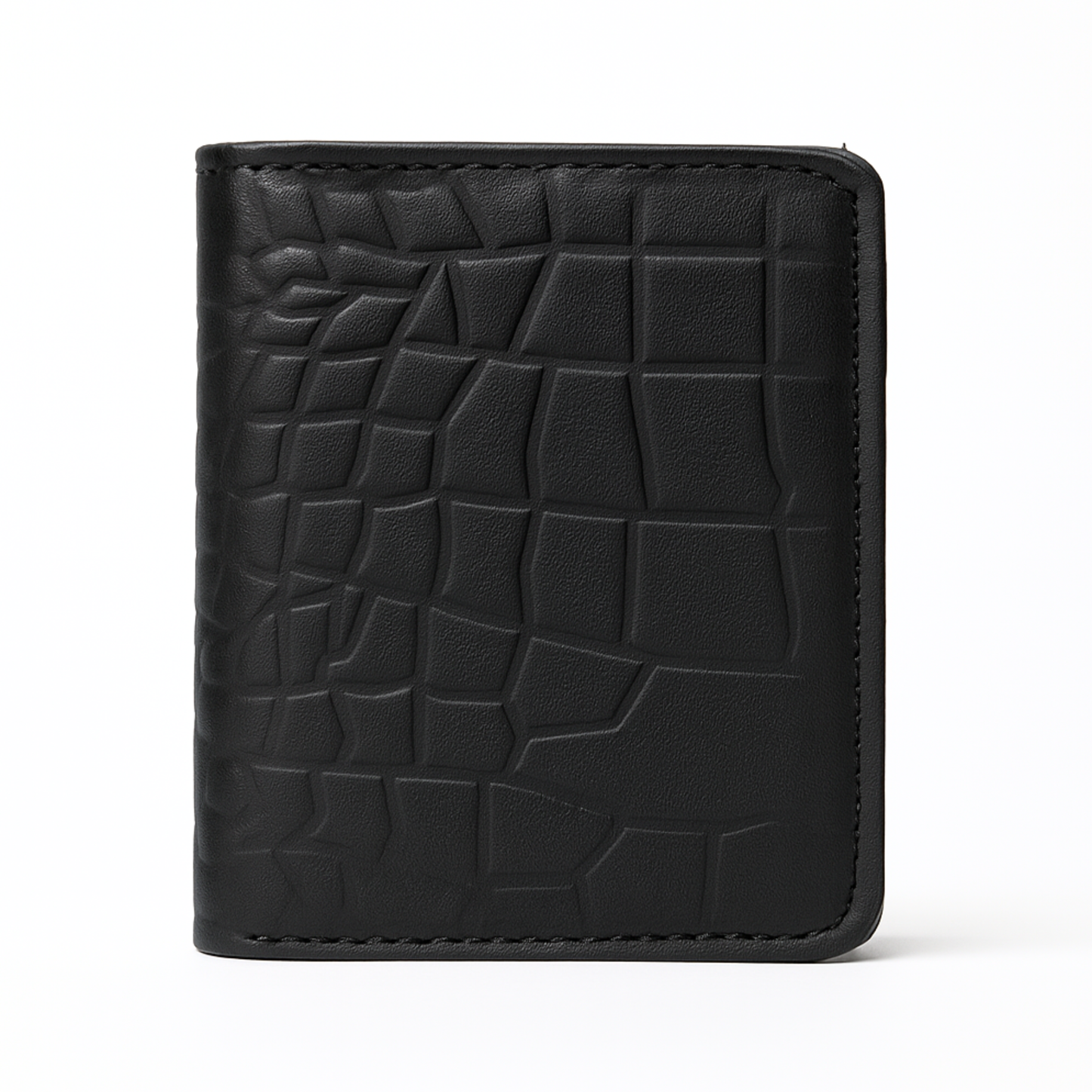 Unique Crocodile Shape Mini Cow Leather Wallet with with Snap Button and ID Window