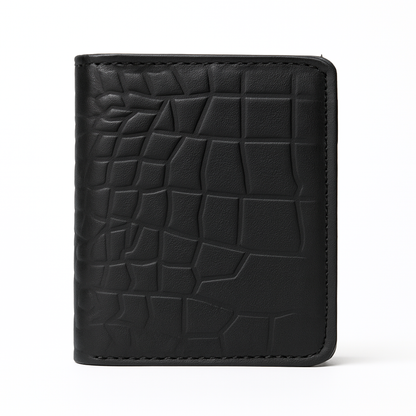 Unique Crocodile Shape Mini Cow Leather Wallet with with Snap Button and ID Window