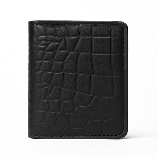 Unique Crocodile Shape Mini Cow Leather Wallet with with Snap Button and ID Window