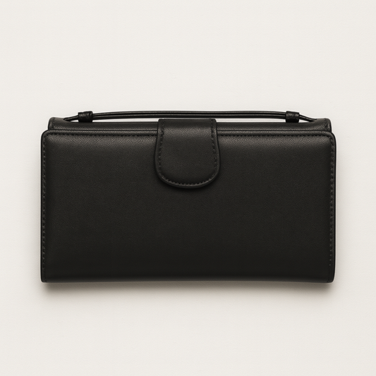 Ladies Cow Leather Clutch Wallet Bag with Wallet Organizer and Handle