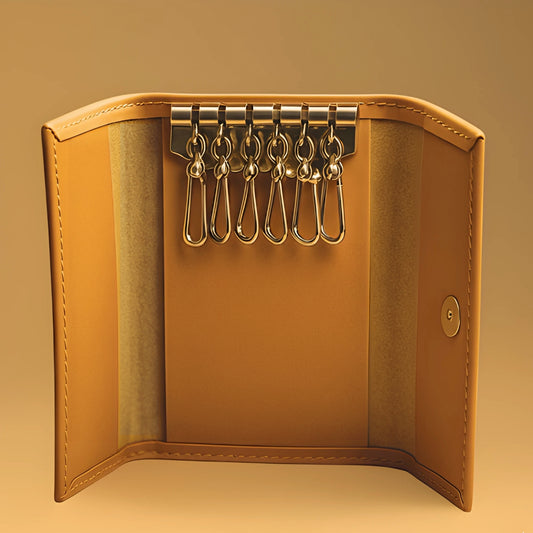 Premium Cow Leather Key Holder with 6 Key Hooks