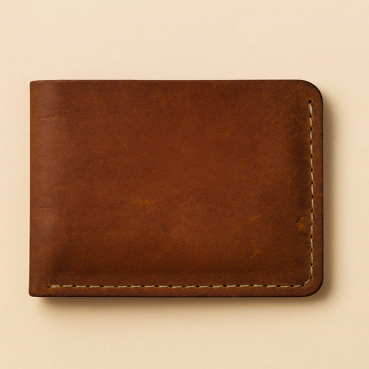 Hand made Unique Crazy Horse Leather Bifold Wallet