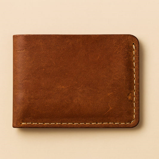 Hand made Unique Crazy Horse Leather Bifold Wallet