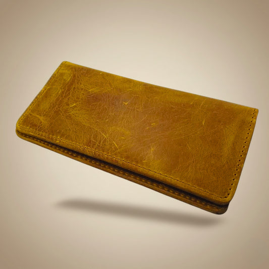 Premium Hand Made Brown Crazy Horse Leather Long Wallet