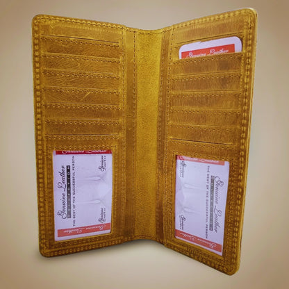 Premium Hand Made Brown Crazy Horse Leather Long Wallet